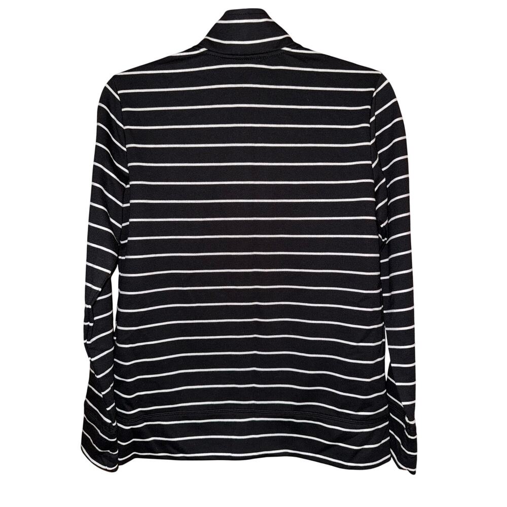Karen Scott Sport Striped Mock-Neck Zip Front Jacket – Black / White – XS - Picture 5 of 7